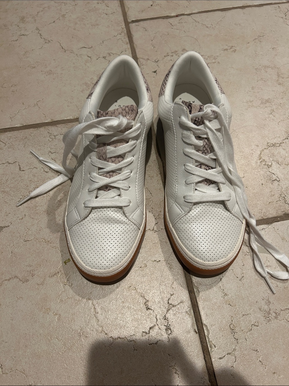 White Women's Perforated Leather Sneaker